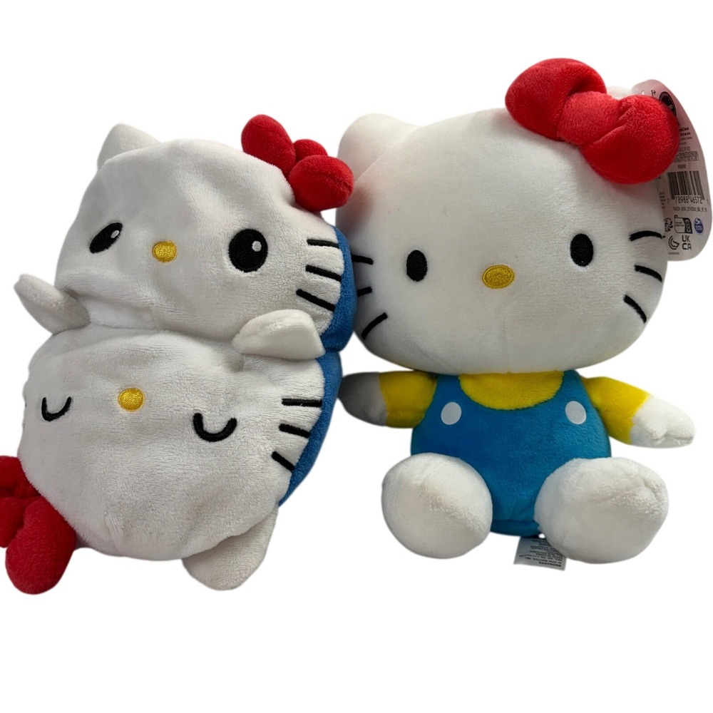 Sanrio Hello Kitty Plush Set Kids Small Blue‎ White Good Pre-Owned 2023 7" 2pc
